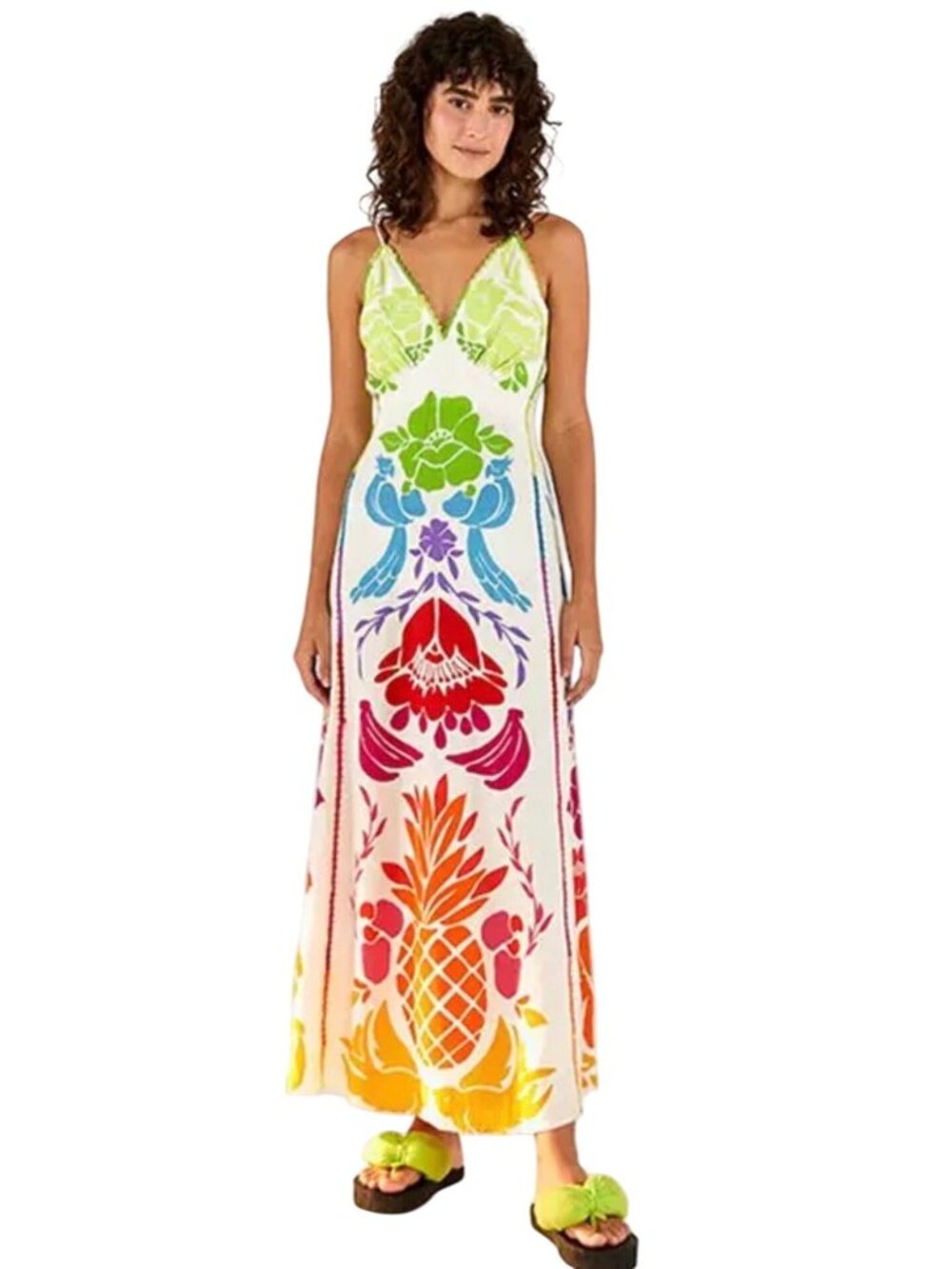 Farm Rio Tropical Graphic Maxi Dress Linen Viscose Size S New With Tags - Picture 10 of 16